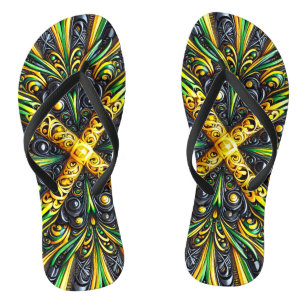 Adult Slim Straps with Jamaican Colours Flip Flops