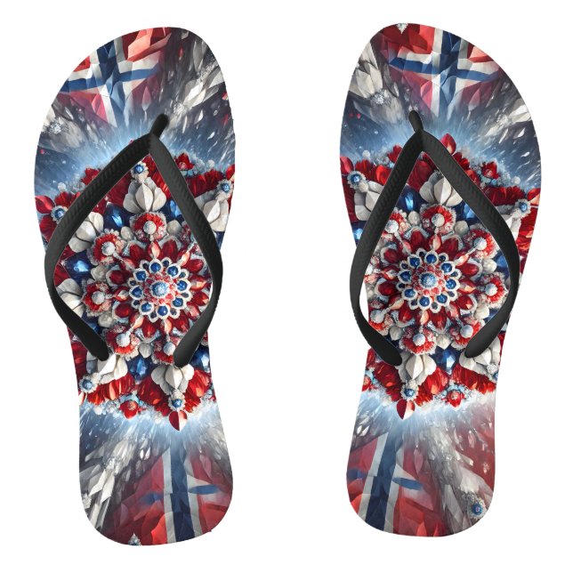 Adult Slim Straps with Norway Colours Flip Flops (Footbed)