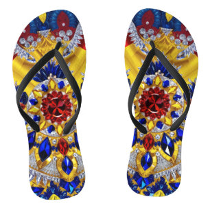 Adult Slim Straps with Romanian Colours Flip Flops