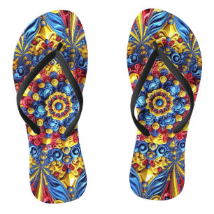 Adult Slim Straps with Romanian Colours Flip Flops
