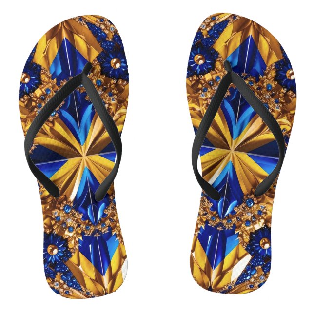 Adult Slim Straps with Sweden Colours Flip Flops (Footbed)