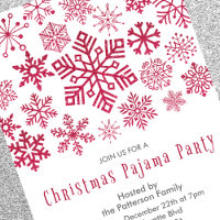 Adult Slumber party invitation Glitter Snowflake