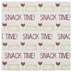 Adult Snack Time Red Wine and Brie Cheese Fabric