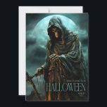 Adult Spooky Scary Grim Reaper Halloween Party Invitation<br><div class="desc">Invite guests to a wickedly fun Halloween with our sinister witch-themed invitation! Featuring a chilling design of an evil witch against a haunting backdrop, this invitation sets the perfect tone for your spooky celebration. Customize the details to personalize your event and ensure an unforgettable gathering. Ideal for Halloween parties, haunted...</div>