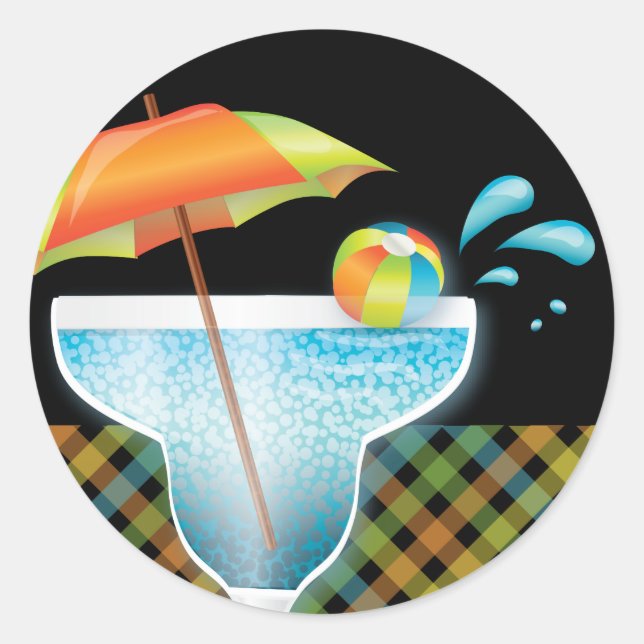 Adult Style Pool Party Summer Cocktail Sticker (Front)