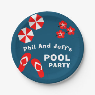 Adult Summer Pool Party  Paper Plate