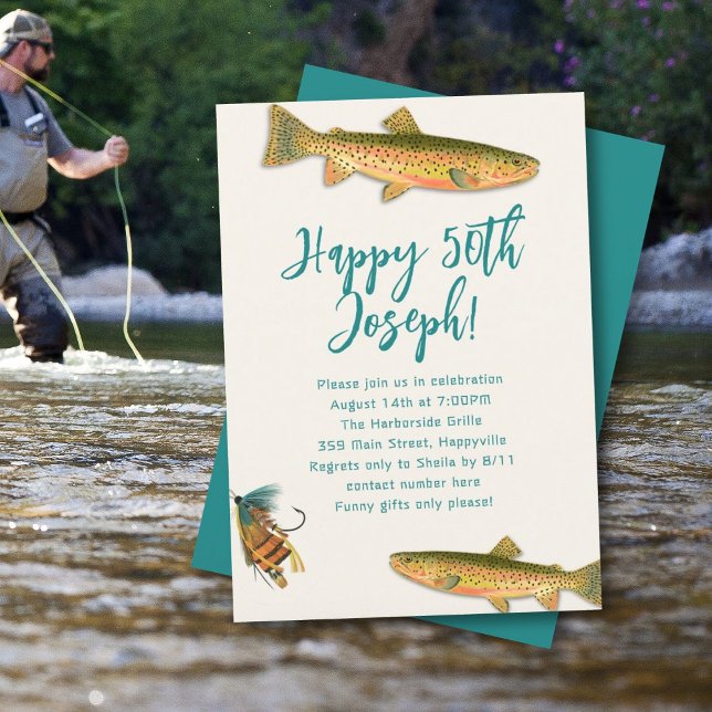 Adult Trout Fishing Themed Party Invitations (Creator Uploaded)