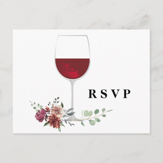 adult wine invitation rsvp postcard (Front)