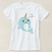 Adult Woman's Narwhal Gold Glitter Rainbow Stripes