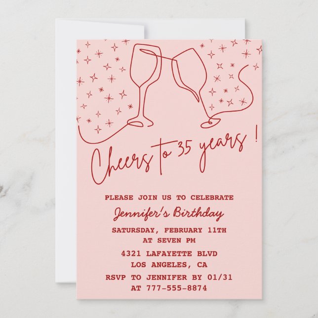 Adulte anniversaire 35e anniversaire invitation Ch (Devant)