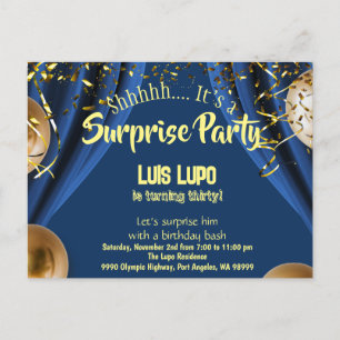 Adulte surprise Anniversaire Invitation PostCard B