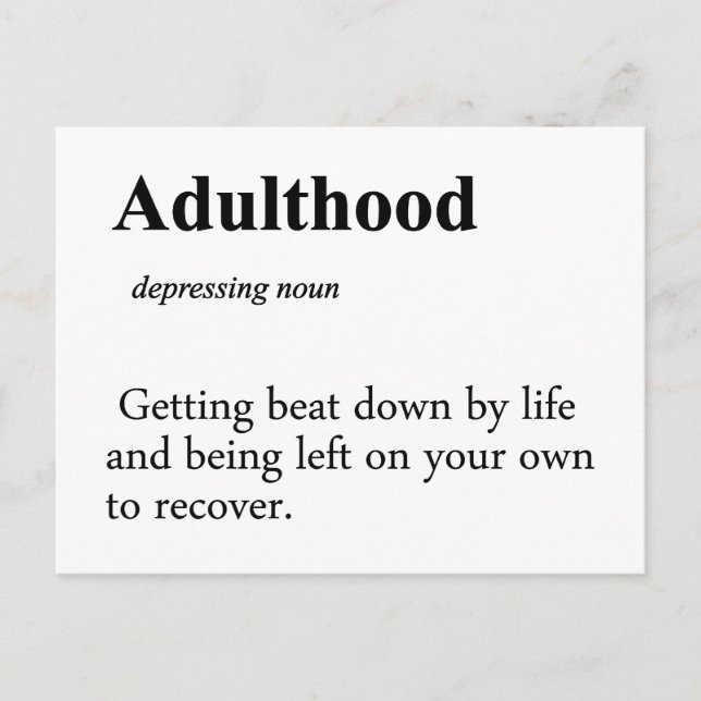 Adulthood Definition Postcard (Front)