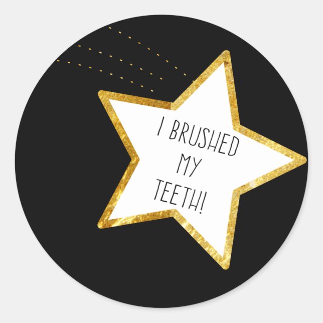 Adulting Gold Star Sticker--Brushed Teeth Classic Round Sticker (Front)