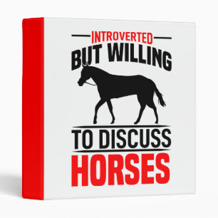  Adulting Introvert Equestrian Red Black Horse  Binder