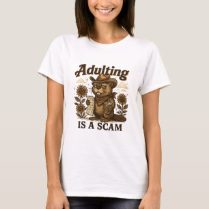 Adulting is a Scam – Funny Beaver Humor T-Shirt