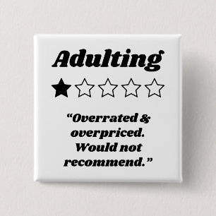 Adulting One Star Review 2 Inch Square Button