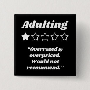 Adulting One Star Review 2 Inch Square Button