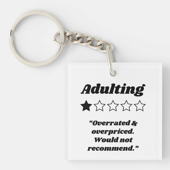 Adulting One Star Review Keychain (Front)