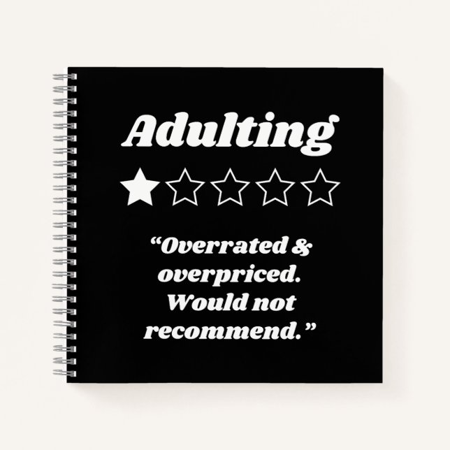Adulting One Star Review Notebook (Front)