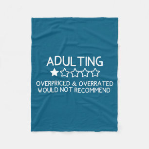 Adulting Shirt Funny Adul 1 Star Review Fleece Blanket