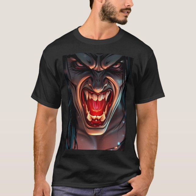 Adults halloween costume vampire man fangs teeth T-Shirt (Front)