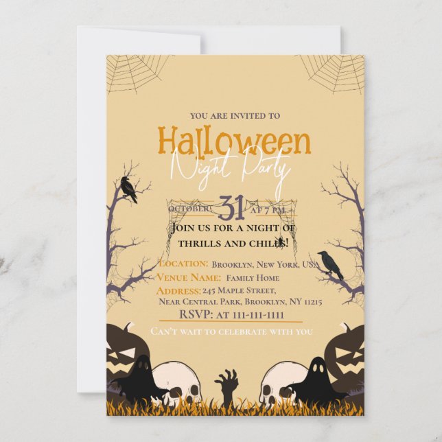 Adults Halloween Party A Not-So-Scary Invitation (Front)