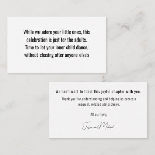 Adults-Only Wedding Note💍 Minimalist Elegant  Enclosure Card