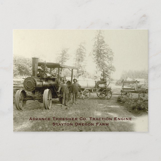 Advance Thresher Co. Steam Traction Engine Postcard (Front)