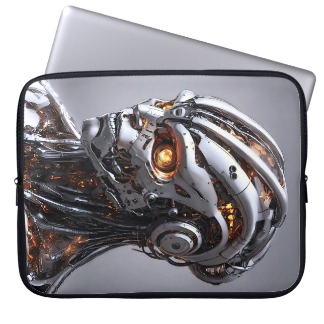 Advanced AI Chrome Android Cyborg Futuristic Laptop Sleeve (Front)
