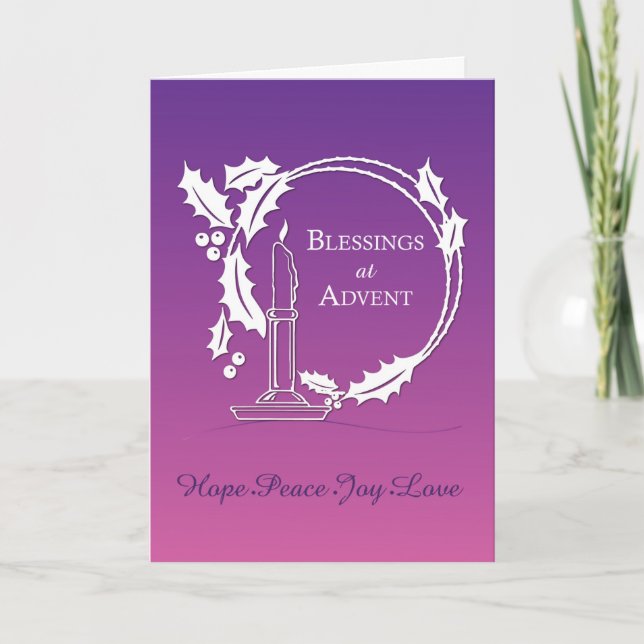 Advent Blessings Wreath Candle Purple Card (Front)