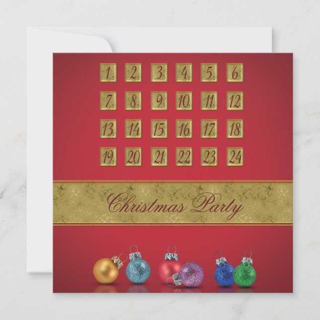 Advent Calendar Christmas Ornaments Invitation (Front)