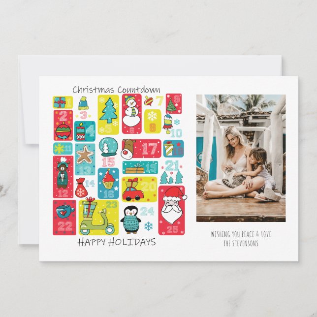 Advent Calendar Christmas Photo Holiday Card (Front)