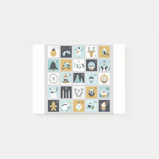 Advent Calendar Printable Calendar Post-it Notes (Front)