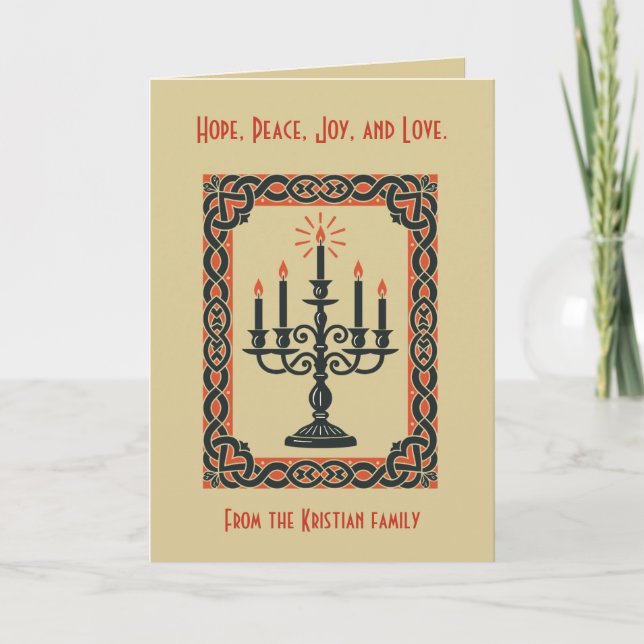 Advent Candelabra Minimal Nordic Christmas Card (Front)
