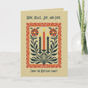 Advent Candelabra Minimal Nordic Christmas Floral Card