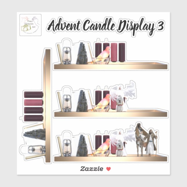 Advent Candle Display 3 Removable Vinyl Stickers (Sheet)