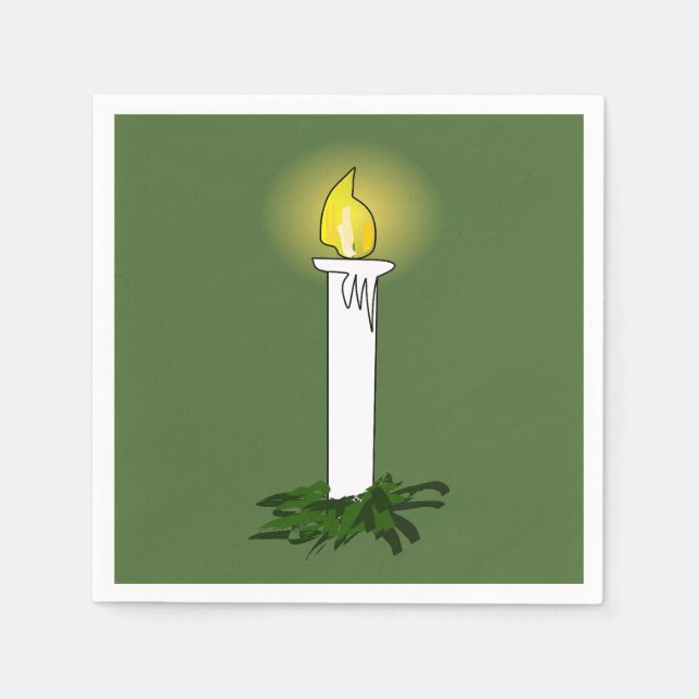 Advent Candle Green Standard Cocktail Paper Napkin (Front)
