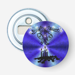 Advent, Christmas Artdeco on Blue Green Rainbow Bottle Opener