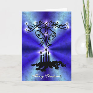 Advent, Christmas Artdeco on blue green Rainbow Holiday Card