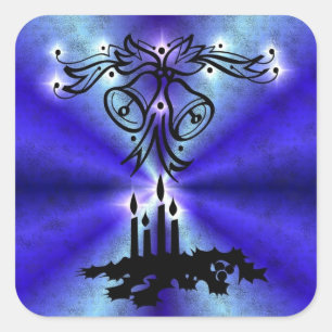 Advent, Christmas Artdeco on blue green Rainbow Square Sticker