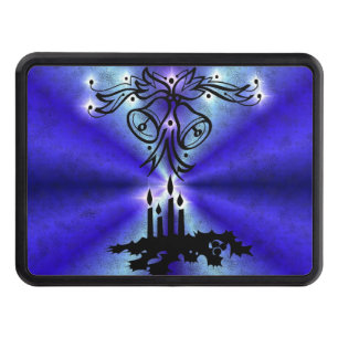 Advent, Christmas Artdeco on Blue Green Rainbow Trailer Hitch Cover