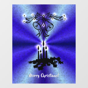 Advent, Christmas Artdeco on Blue Green Rainbow Window Cling