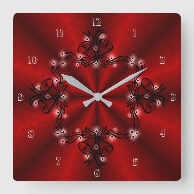 Advent, Christmas Artdeco on red Rainbow Square Wall Clock (Front)
