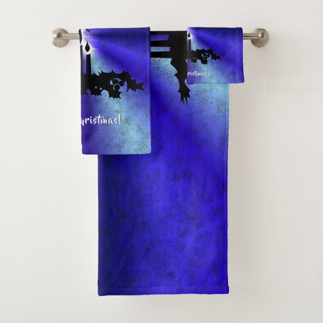 Advent, Christmas Magic on Blue Bath Towel Set (Insitu)