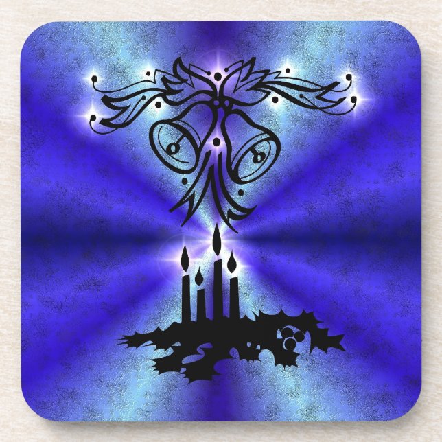 Advent, Christmas Magic on Blue Coaster (Front)