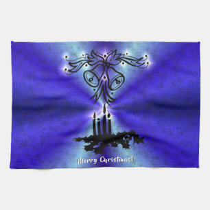Advent, Christmas Magic on Blue Kitchen Towel