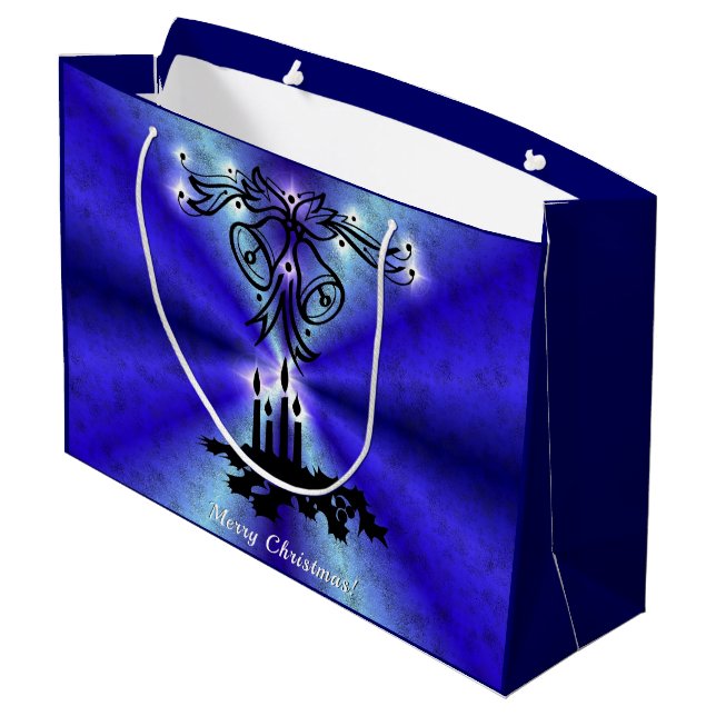 Advent, Christmas Magic on Blue Large Gift Bag (Back Angled)