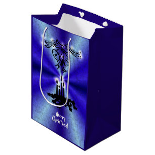 Advent, Christmas Magic on Blue Medium Gift Bag