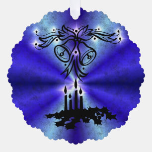 Advent, Christmas Magic on Blue Ornament Card
