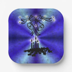 Advent, Christmas Magic on Blue Paper Plate